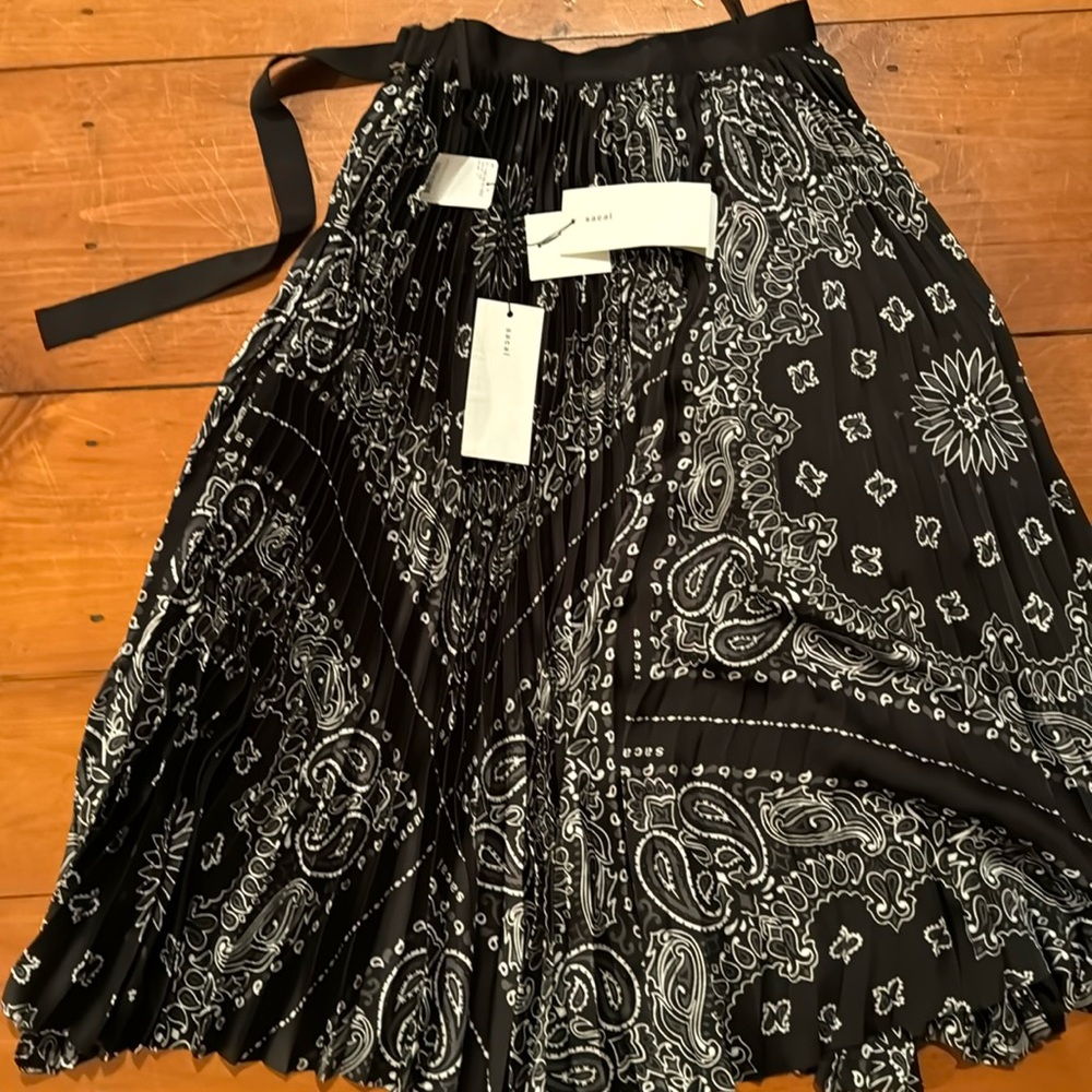 Sacai midi pleated bandana skirt -  adjustable